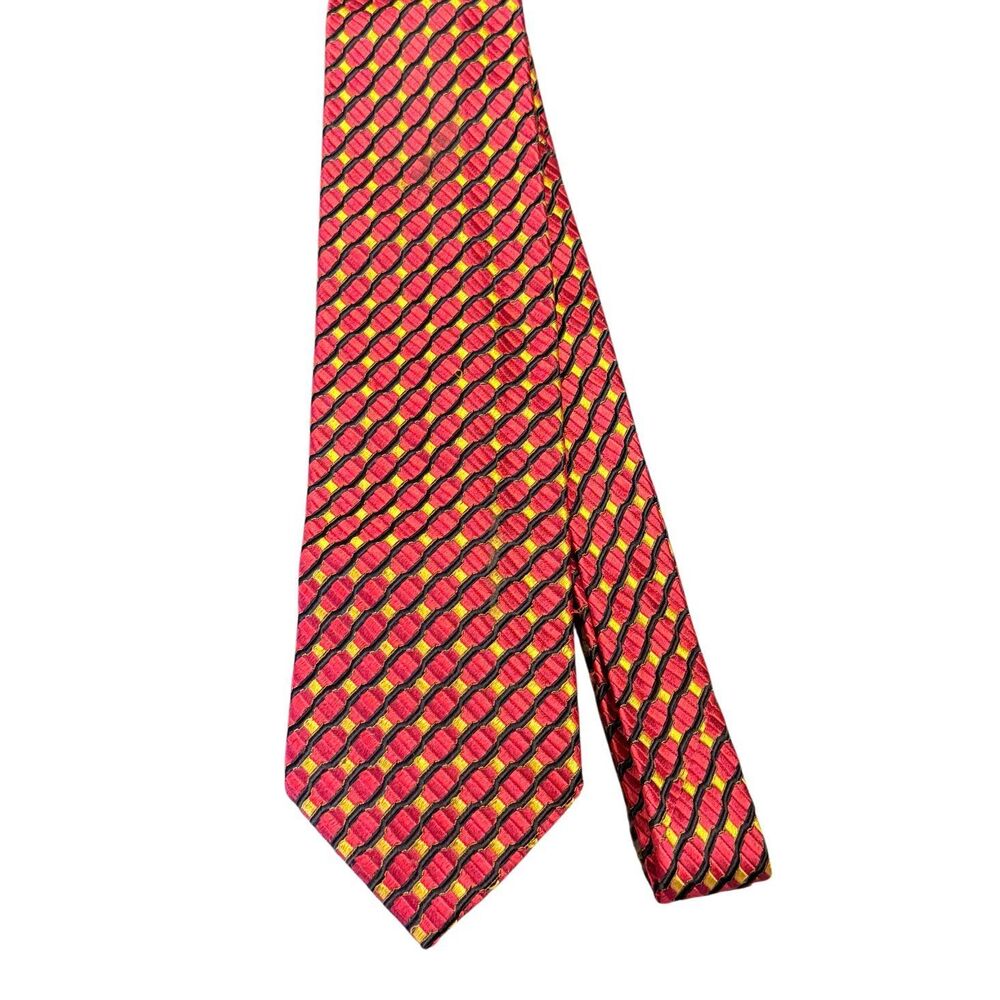 Ermenegildo Zegna Men’s Tie Silk Blend Geometric Multicolor Made In Italy VTG